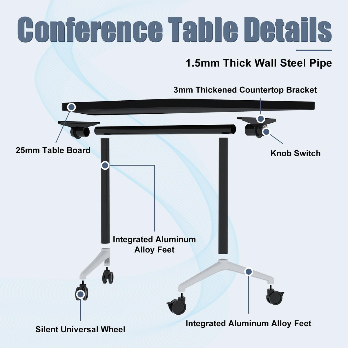 Folding Conference Table, 8 Pack Modern Flip Top Mobile Training Tables