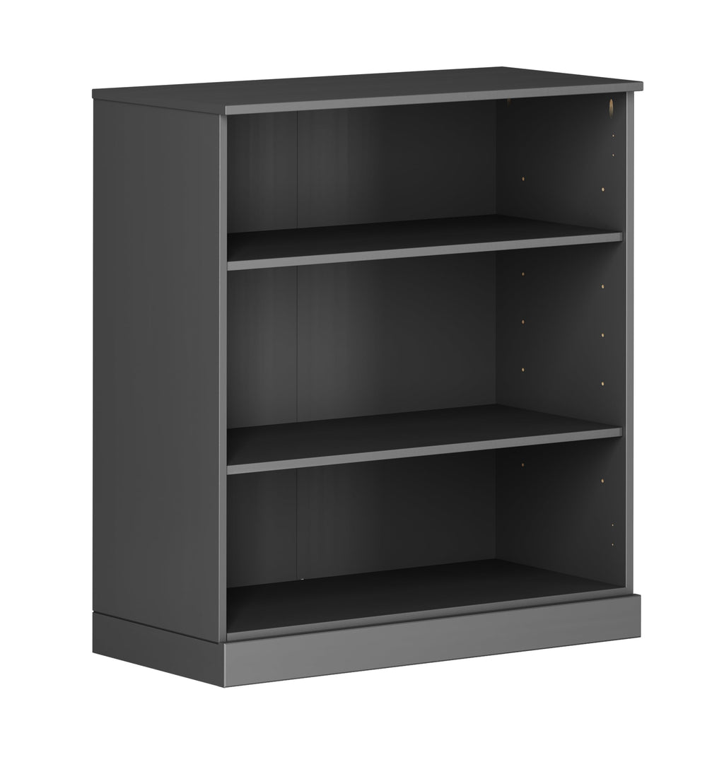 Solid Wood Bookcase - 3-Tier Floor Standing Bookshelf - 36" Short Storage Shelf 32” W - Gray, Display Furniture for Living Room, Renewable 100% Eco-Friendly Wood, Made in Brazil