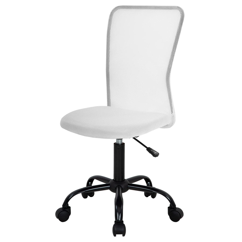 Office Chair Mid Back Mesh Desk Chair Armless Computer Ergonomic Task Rolling Swivel Chair Back Support Adjustable Modern with Lumbar Support,White
