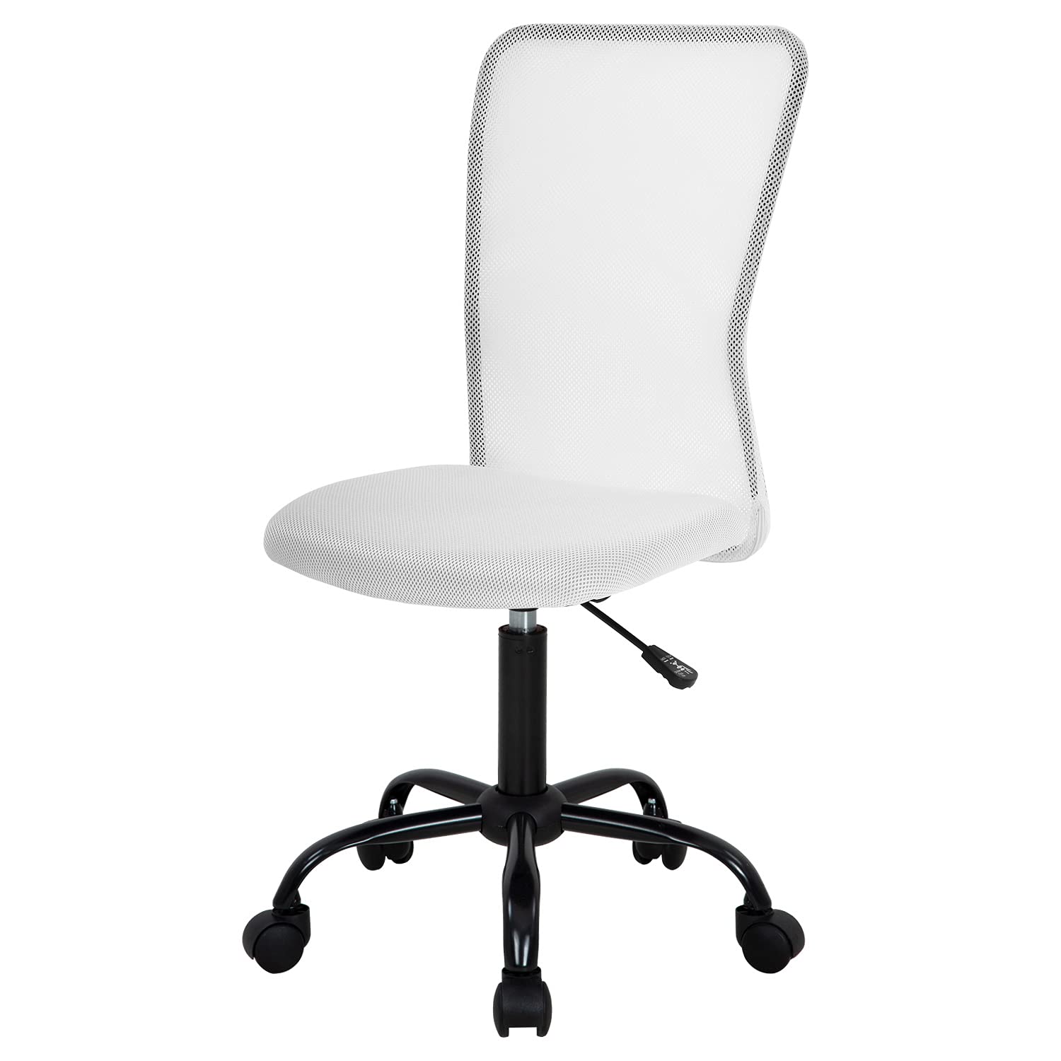 Office Chair Mid Back Mesh Desk Chair Armless Computer Ergonomic Task Rolling Swivel Chair Back Support Adjustable Modern with Lumbar Support,White