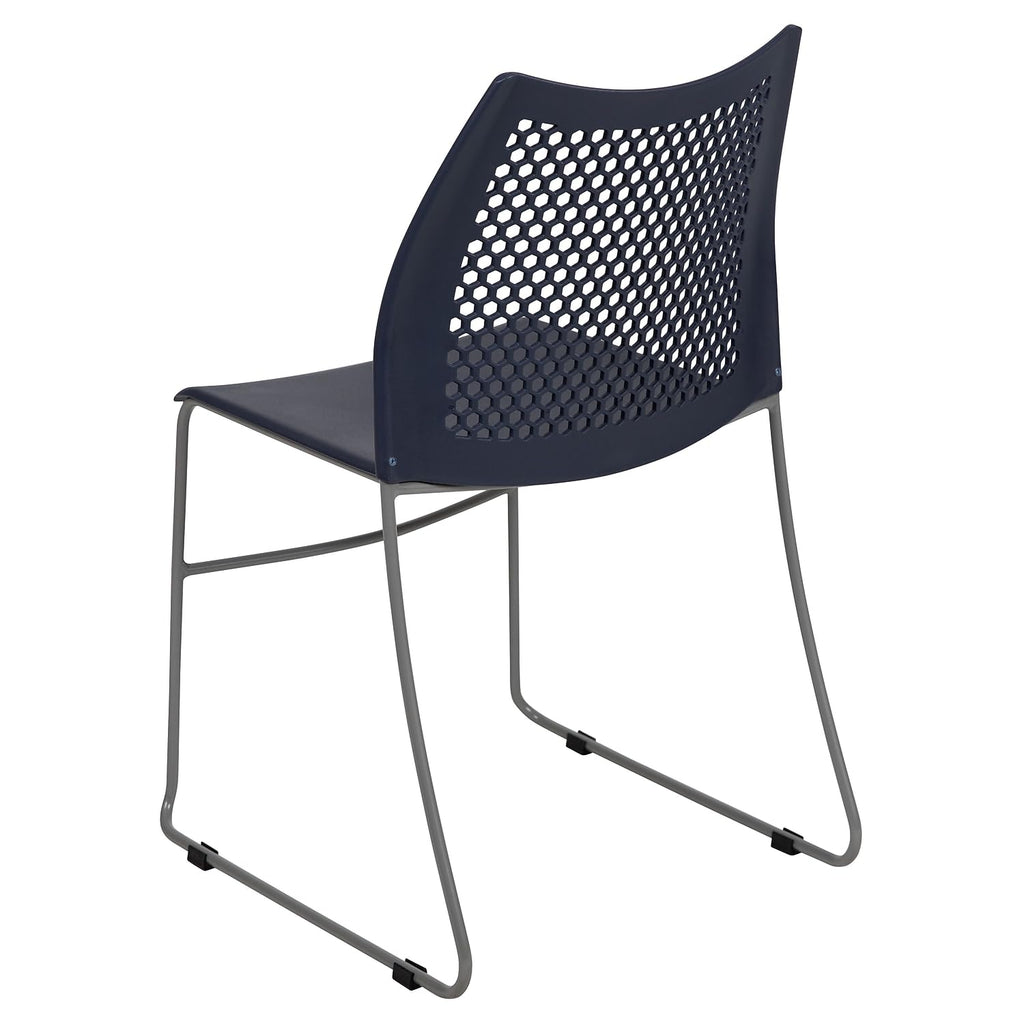 (Set of 5)Hercules Series Contoured Lobby Chairs , with Air-Vent Honeycomb Backs, Ergonomic Stacking Chairs for Offices,  Navy