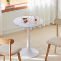 Hansweld Round Dining Table, 24" Circle Tulip Table with Thickened Tabletop & Metal Pedestal, Mid Century Modern Bistro Table for Kitchen, Small Places, Living Room, Cafe (Marble White)