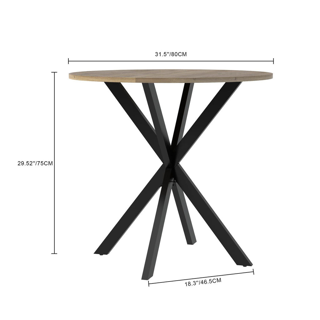 31.5 Inch Round Tulip Dining Table, Small Circle Kitchen Table with Metal Black Legs for 2-4 People,Modern Dining Room Table
