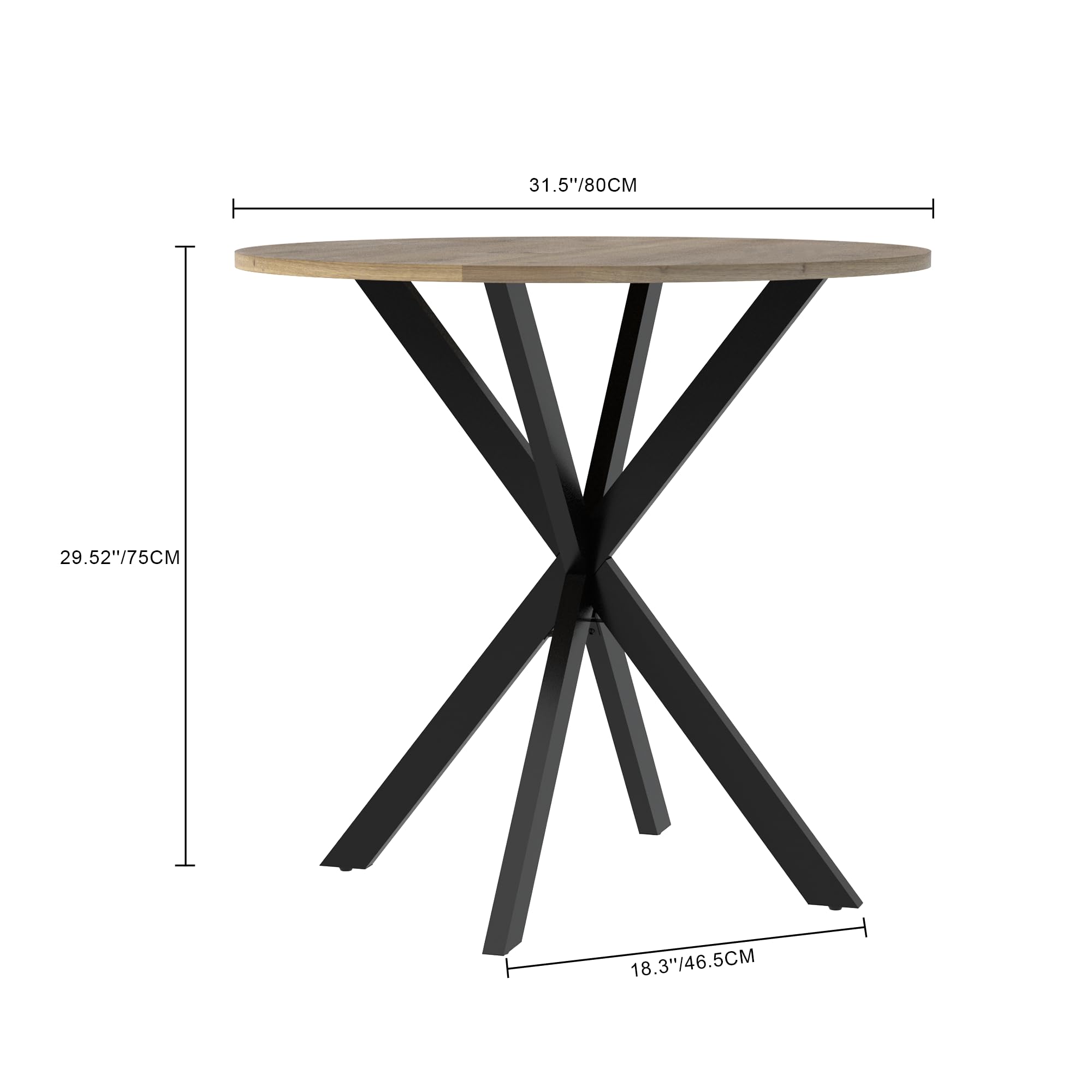 31.5 Inch Round Tulip Dining Table, Small Circle Kitchen Table with Metal Black Legs for 2-4 People,Modern Dining Room Table