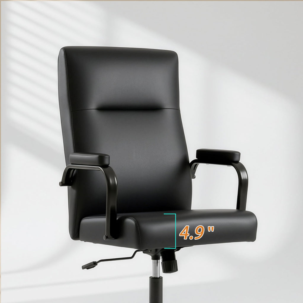 Office Desk Chair,Leather Conference Room Chairs with Wheels,Modern High Back Executive Office Chair with Memory Foam,Ergonomic Swivel Computer Chair for Home Office,Black