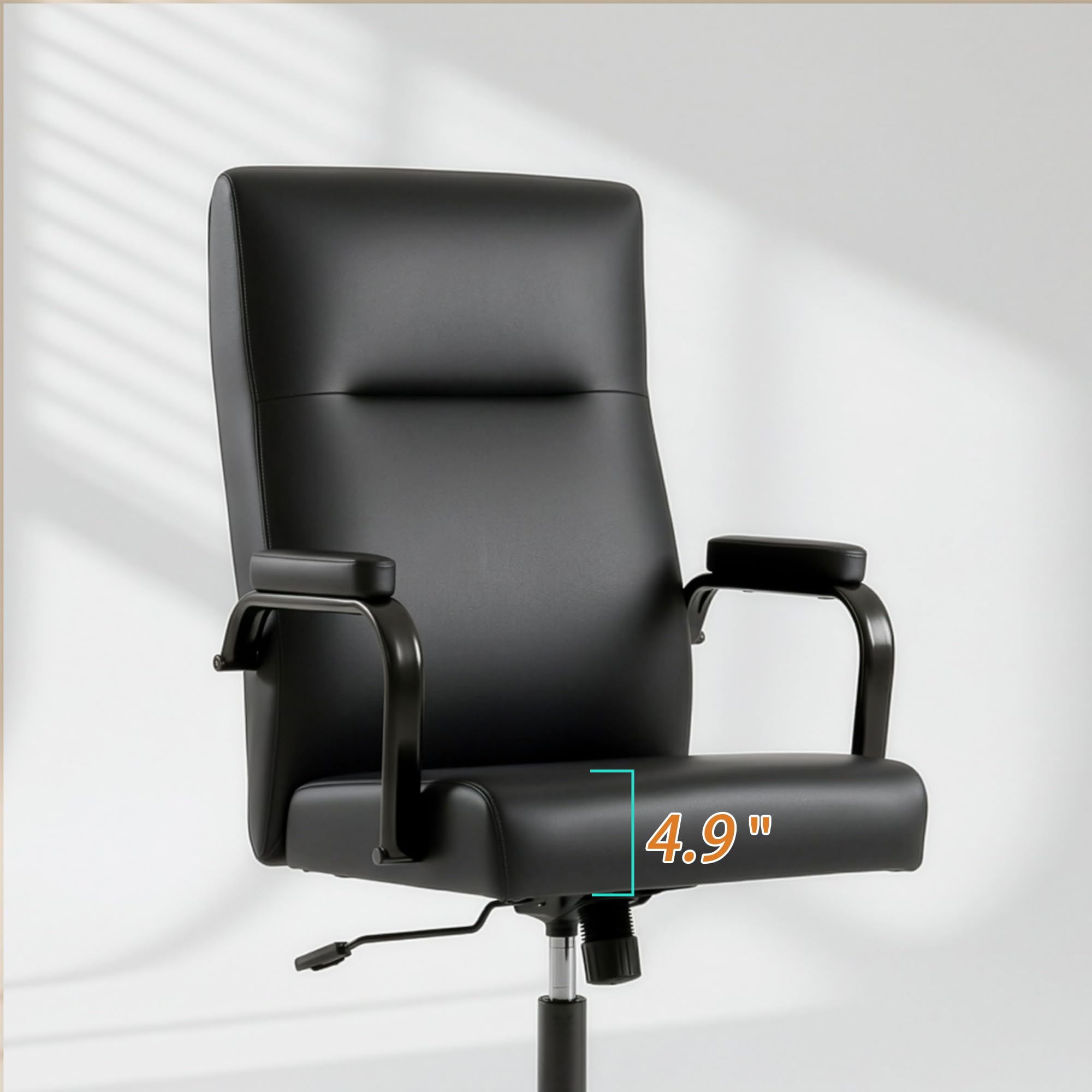 Office Desk Chair,Leather Conference Room Chairs with Wheels,Modern High Back Executive Office Chair with Memory Foam,Ergonomic Swivel Computer Chair for Home Office,Black