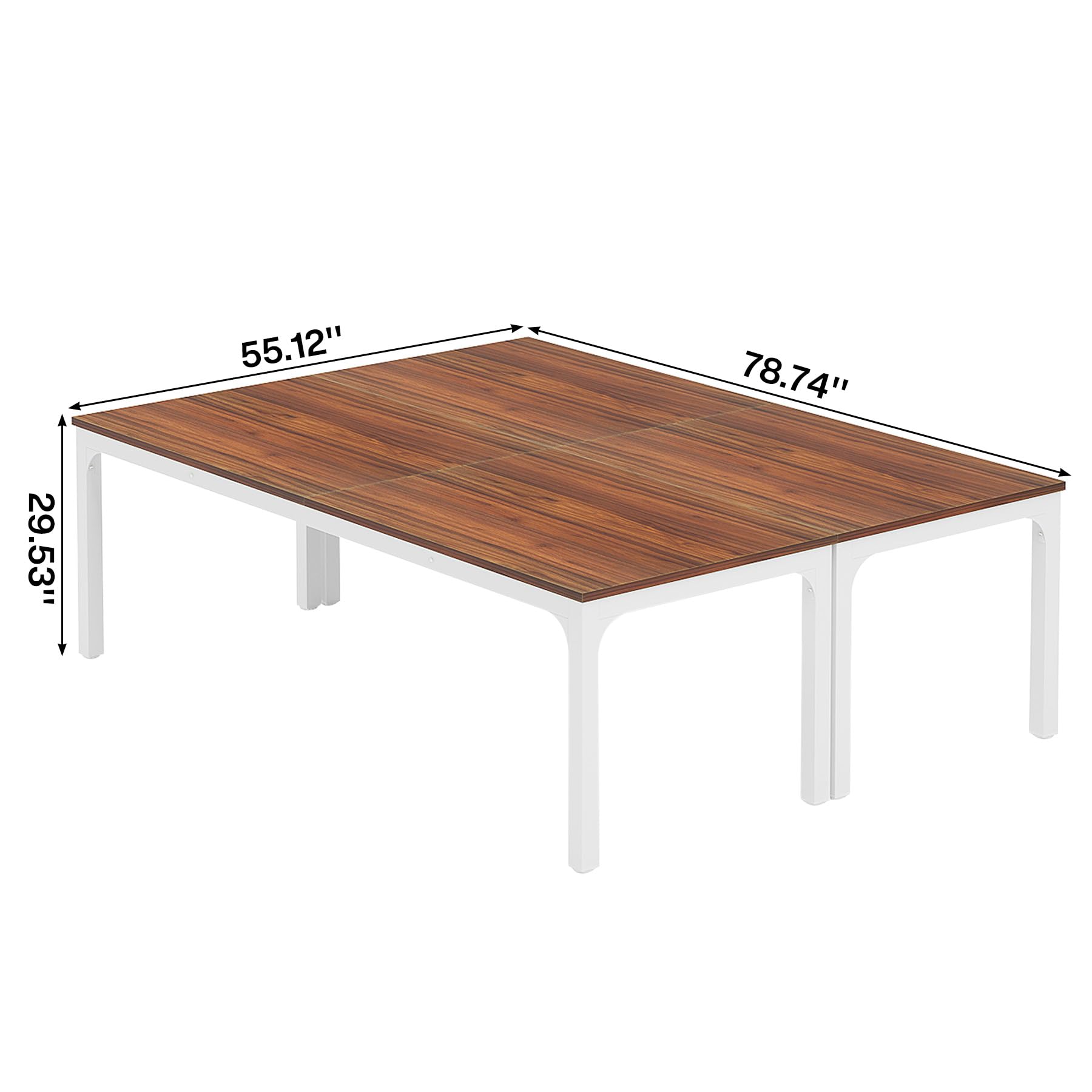 6.5 FT Conference Room Table, 78.74" W x 27.56" D Large Office Conference Table, Modern Seminar Meeting Table Desk for Boardroom, Meeting Room (2, Brown and White)