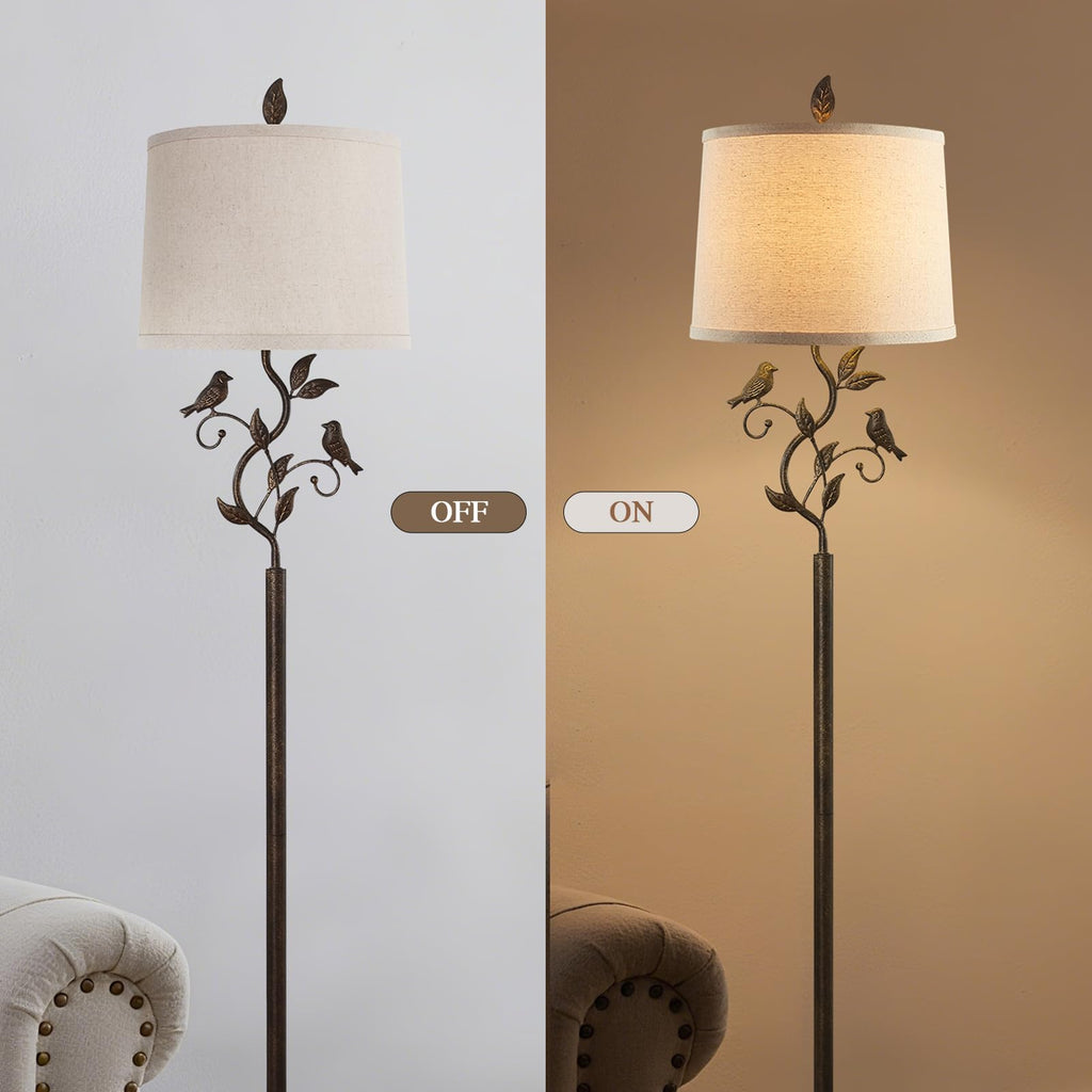 63" Farmhouse Iron Leaf Floor Lamp for Living Room