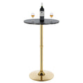 Finnhomy 24" Round Cocktail Bar Table with Metal Base, Tall Bistro Pub Table, Counter Bar Height Table for Kitchen, Dining Room, Living Room, Easy Assembly, Black&Gold