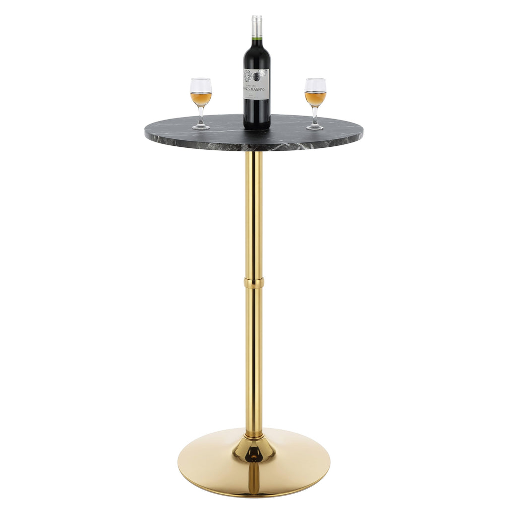 Finnhomy 24" Round Cocktail Bar Table with Metal Base, Tall Bistro Pub Table, Counter Bar Height Table for Kitchen, Dining Room, Living Room, Easy Assembly, Black&Gold