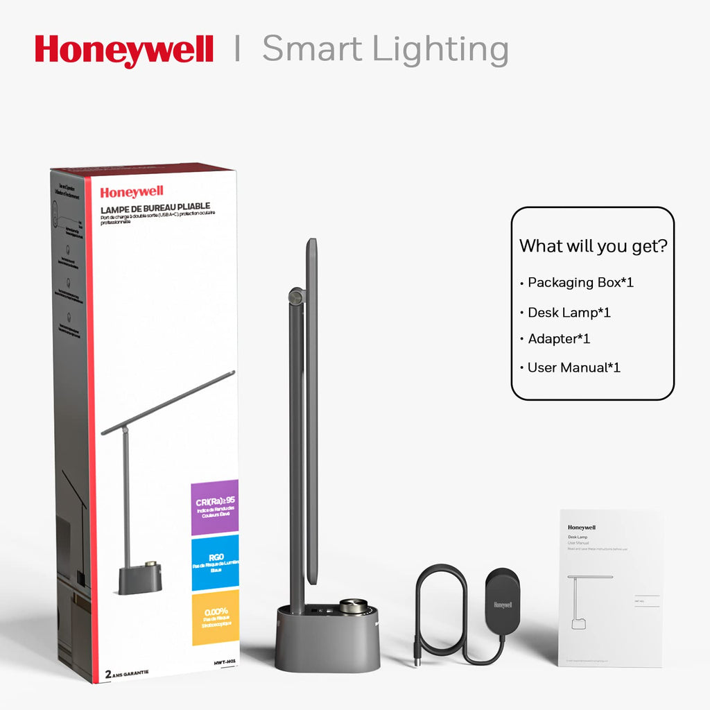 LED Desk Lamp Stepless Dimmable Table Lamp with USB A+C Dual Charging Port Eye-Caring Foldable Desk Light with 3 Color Modes for Home Office Bedroom Reading Study (Gray)