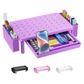Computer Monitor Stand with Storage, Desk Organizer with Drawer and Pen Holder, Desk Monitor Riser 3 Height Adjustable, Laptop Riser for Laptop, Printer (PTT003-V), 1 Pack, Violet
