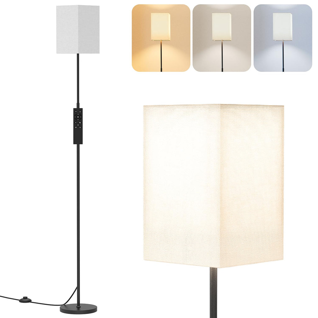 63.8" Square Floor Lamp with White Fabric Shade