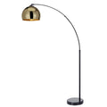 Arquer 66.93" Arc Floor Lamp for Living Rooms, Home Offices, Dining Rooms, Bedrooms with Faux Black Marble Base and Gold Bell Shade