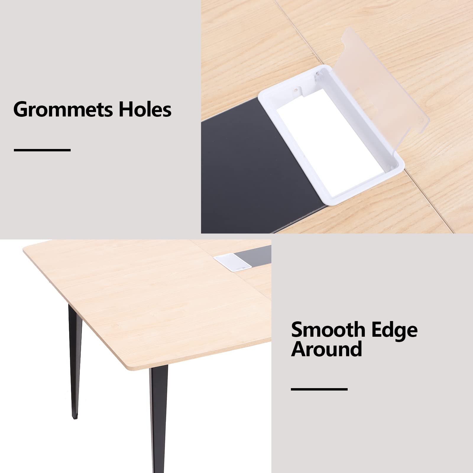 8FT Conference Table, 94.49" L x 47.24" W x 29.53" H Meeting Seminar Table with Grommet, Large Boat Shaped Computer Desk, Boardroom Desk for Office Meeting Conference Room