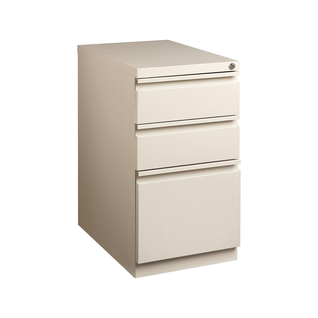 Mobile Pedestal File Cabinet, 3-Drawer, Putty, Wheels