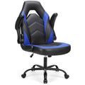 Computer Video Game Desk Chair - Ergonomic Comfy Lumbar Support, PU Leather with Flip-up Armrest, Height Adjustable and 360° Swivel, for Adults, Black Blue