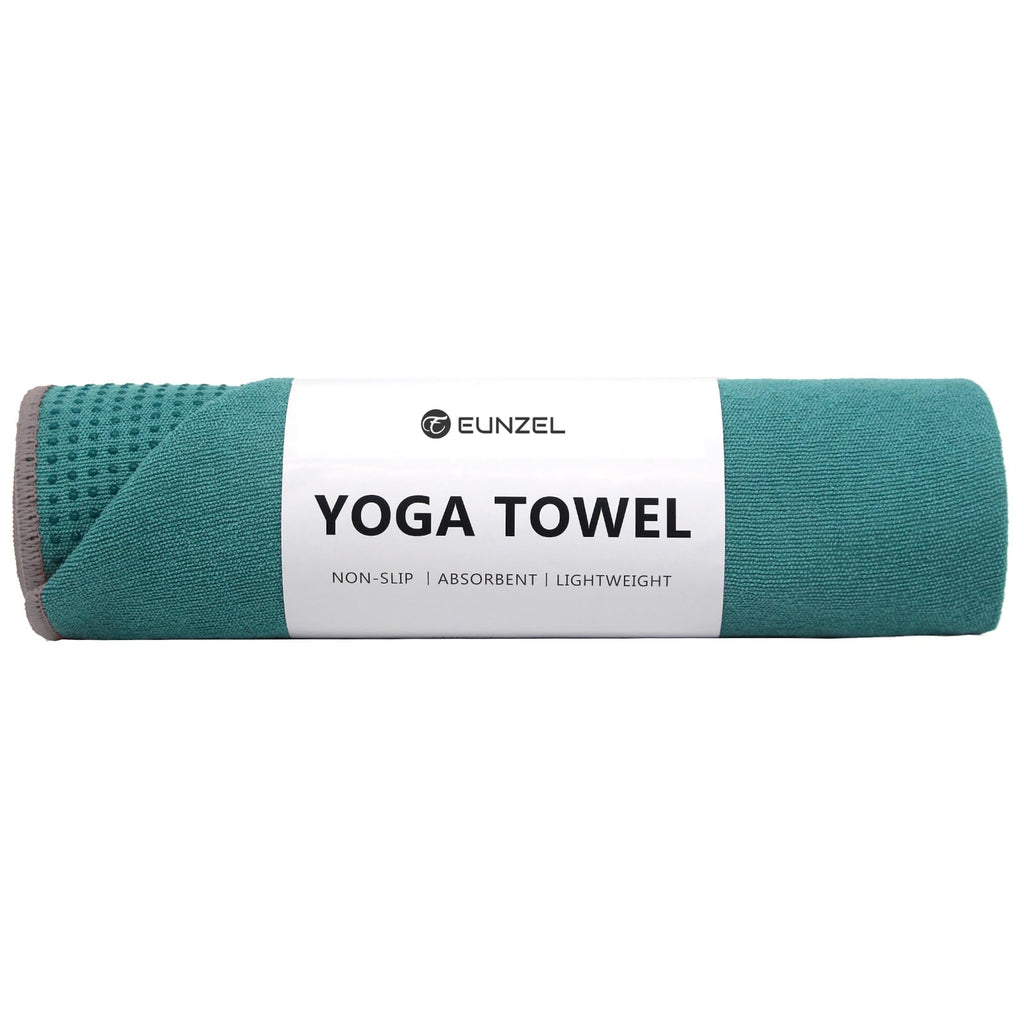 Yoga Towel,Hot Yoga Mat Towel with Grip Dots Sweat Absorbent Non-Slip for Hot Yoga, Pilates and Workout 24" x72", Dark Cyan