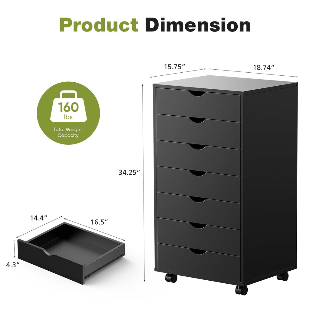 7 Drawer Wooden Dresser, Storage Cabinets, Room Organization
