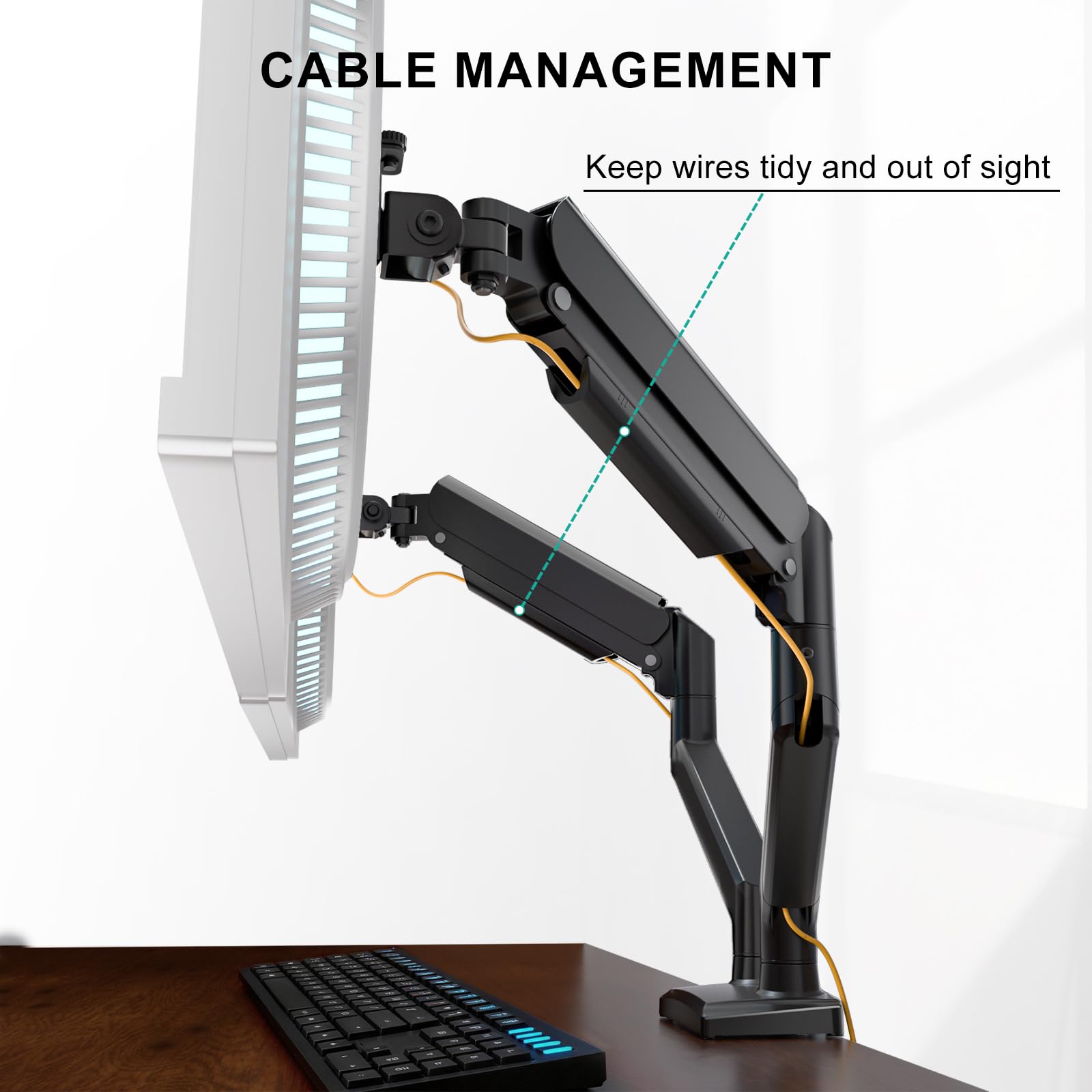 Dual Monitor Stand for 13-32 inch Computer Screens, Dual Monitor Arms for 2 Monitors Holds up to 22 lbs, Height Adjustable Dual Monitors Mount, VESA 75x75/100x100mm (GSMP002N), Black