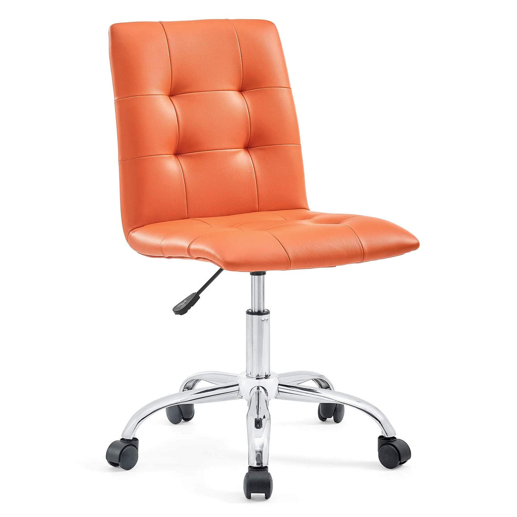 Prim Ribbed Armless Mid Back Swivel Conference Office Chair In Orange