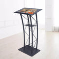 Metal Black Podium Conference Presentation Pulpit School Office Church Lectern,Curved Design Cup Holder Design, Wrought Paint Curved Podium, Schools, Churches, Meeting Rooms