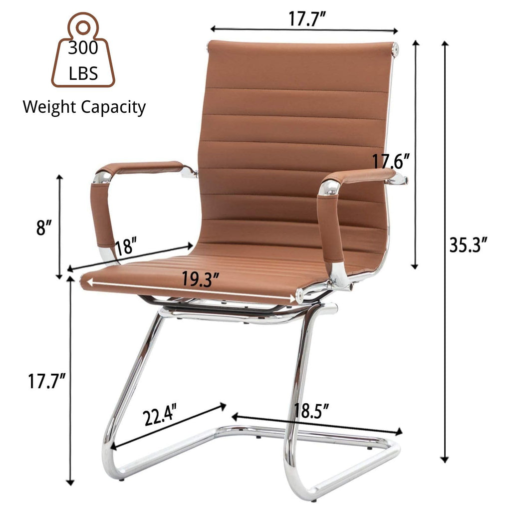 Conference Room Chairs Set of 8, Waiting Room Chairs with Arms, Reception & Waiting Room Seating, No Wheels Meeting Chairs with Mid Back Support and Chrome Sled Base, Cafe