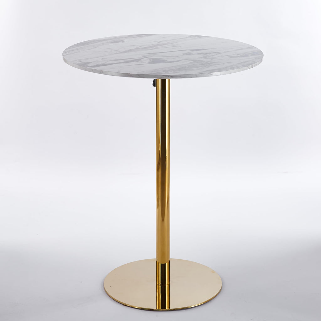 31.5" Round Tulip Dining Table, Mid-Century Tulip Table Kitchen Tulip Dining Table 2 People with Faux Marble Table Top & Metal Base for Office Living Room