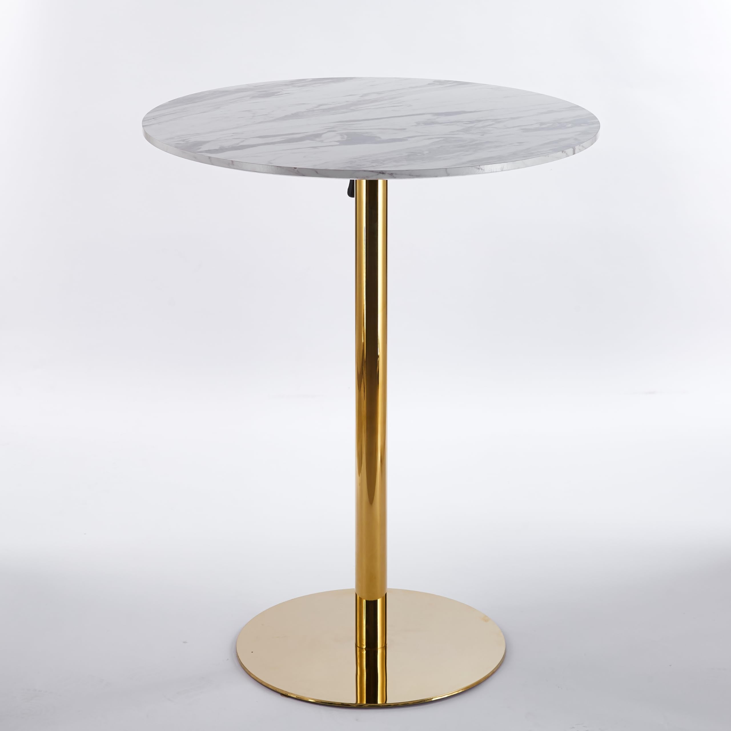 31.5" Round Tulip Dining Table, Mid-Century Tulip Table Kitchen Tulip Dining Table 2 People with Faux Marble Table Top & Metal Base for Office Living Room