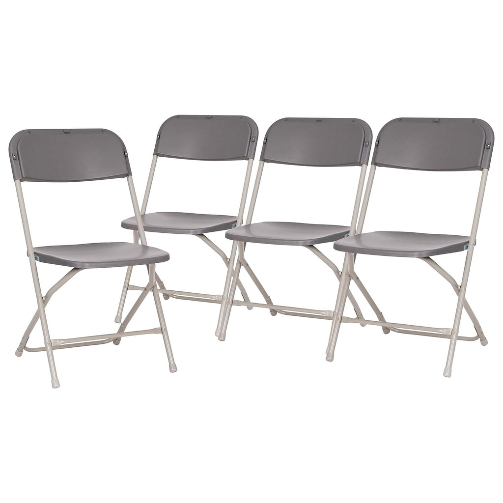 4-Pack, Hercules Big and Tall Commercial Folding Chair - Extra Wide 650LB. Capacity - Durable Plastic - Gray