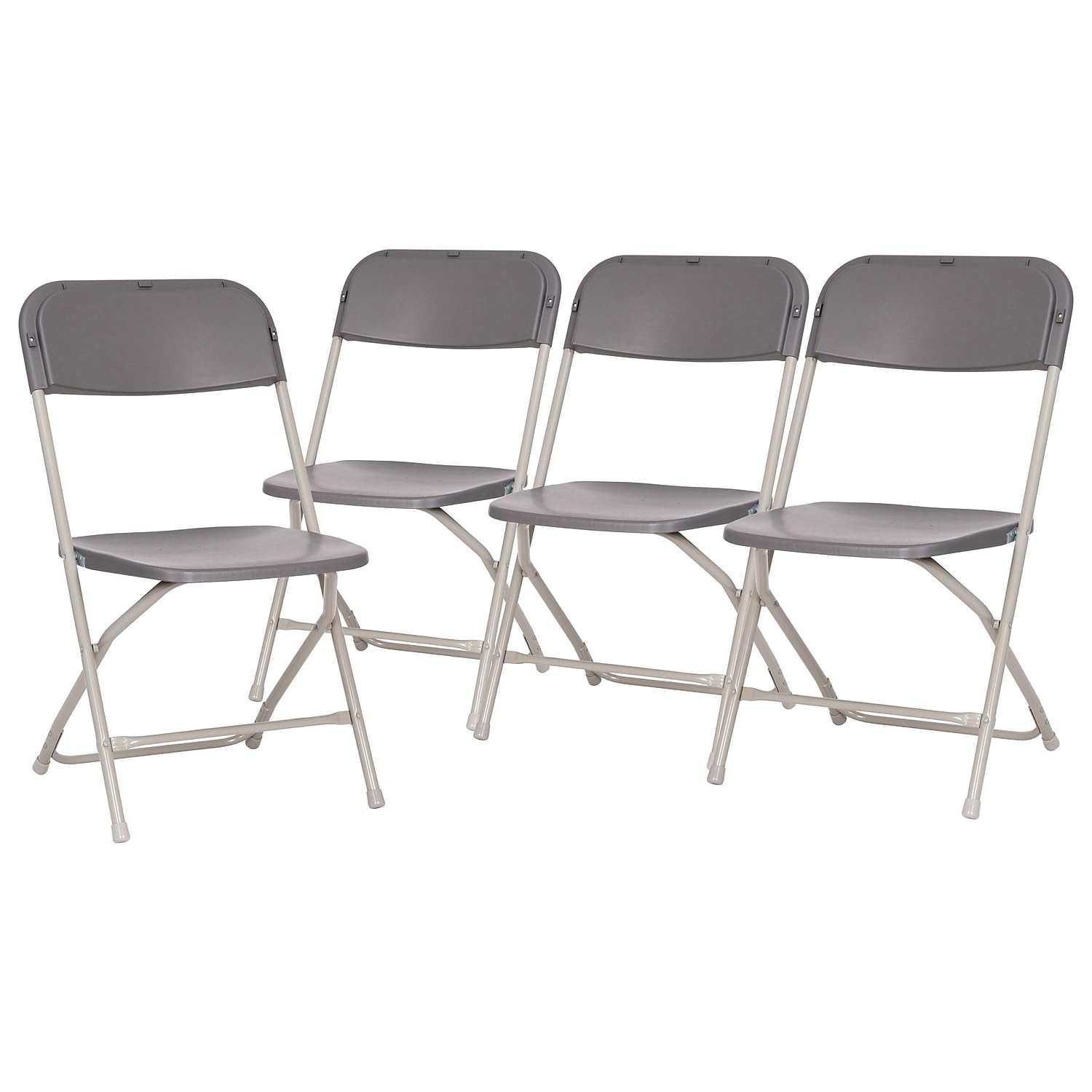4-Pack, Hercules Big and Tall Commercial Folding Chair - Extra Wide 650LB. Capacity - Durable Plastic - Gray