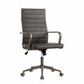 Leather Office Desk Chair, Ergonomic Mid Century Modern Conference Room Chairs, Executive Ribbed Height Adjustable Swivel Rolling Chair for Home Office.
