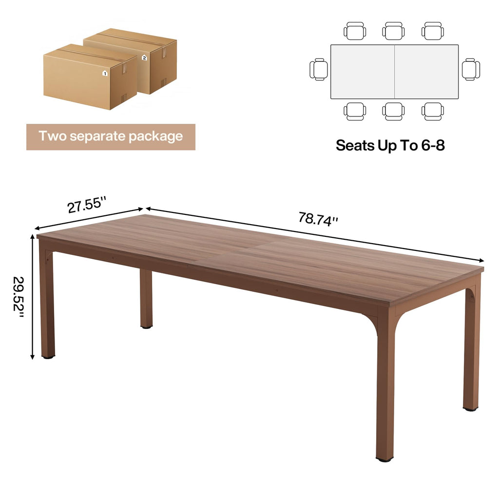 6.5 FT Conference Room Table, 78.74" W x 27.56" D Large Office Conference Table, Modern Seminar Meeting Table Desk for Boardroom, Meeting Room (2, Walnut)