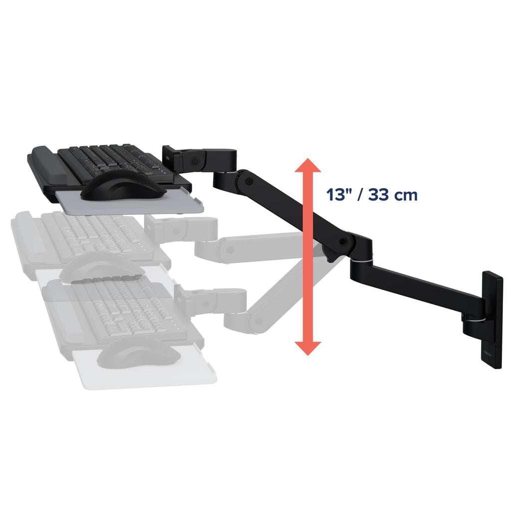 Upgraded LX Pro Premium Keyboard Arm, Wall Mount Adjustable Keyboard Tray – Matte Black