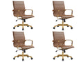 Modern Ergonomic Executive Office Chair, High-Back Leather Conference Desk Chair with Adjustable Height, Tilt Control, 360° Swivel & Gold Frame for Home Office