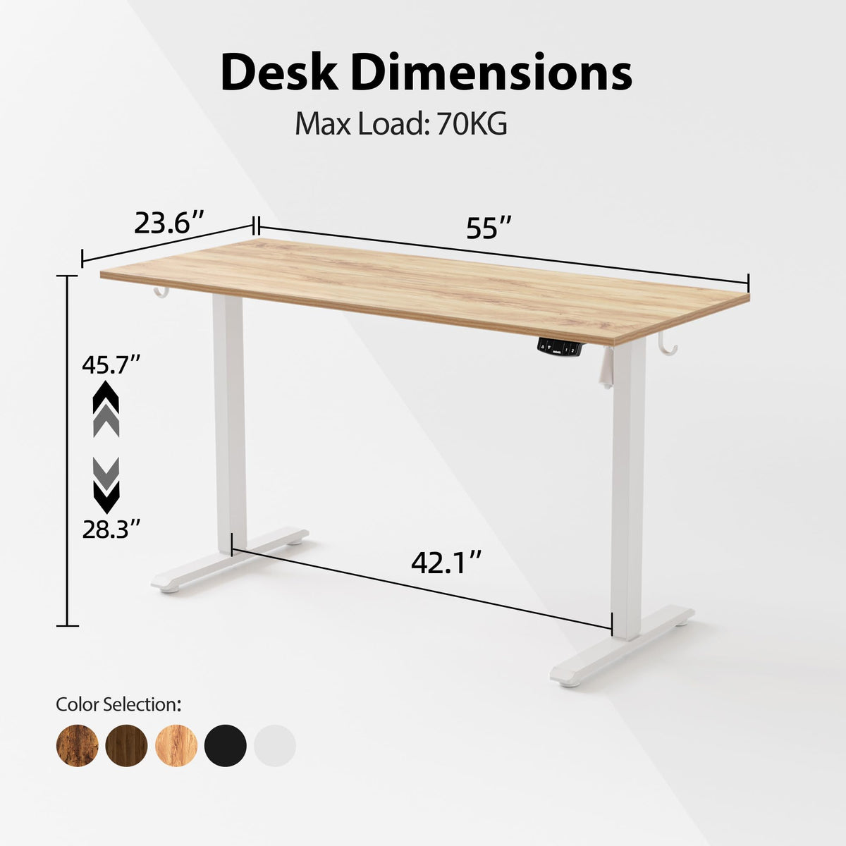 55*24 Inch Height Adjustable Electric Standing Desk, Light Brown
