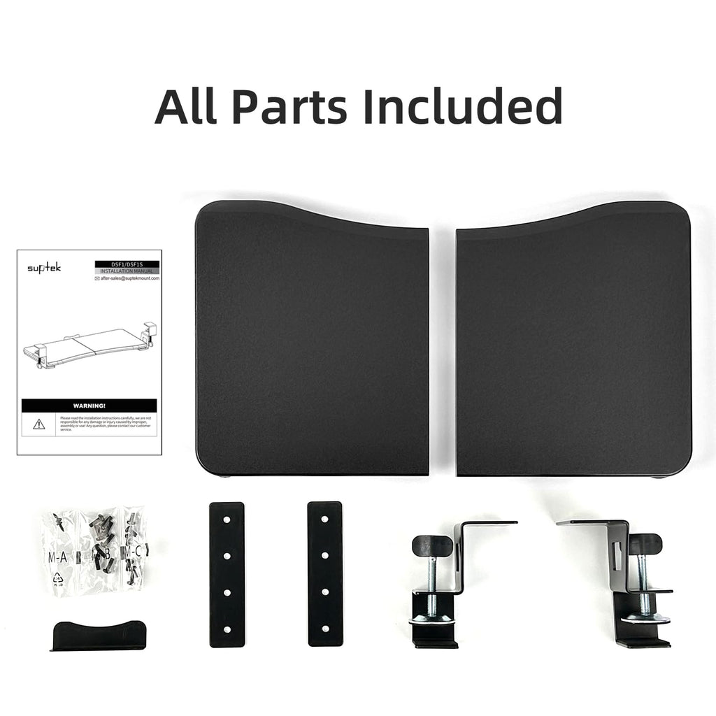 Small Keyboard Tray Under Desk Pull Out with C Clamp Mount, Computer Keyboard & Mouse Tray, 20 (24.2 Including Clamps) x 11.8 inch Slide-Out Platform Computer Drawer for Typing, Black,