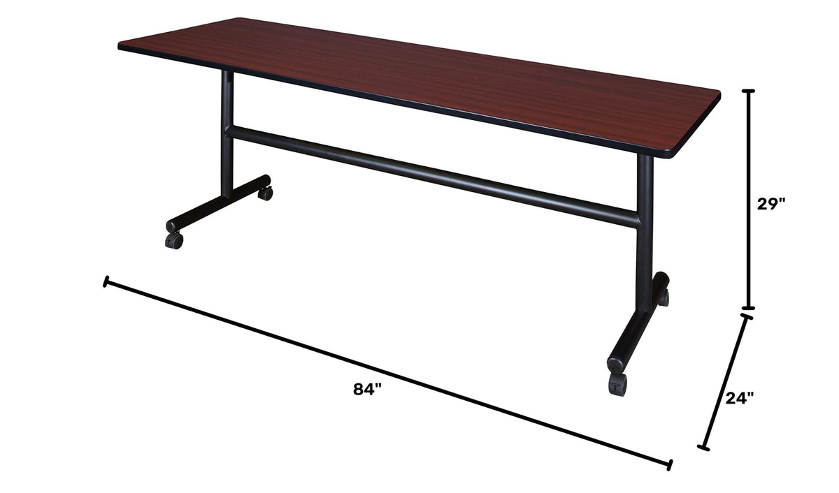 Kobe 84 x 24 in. Flip-Top Training Nesting Table- Mahogany