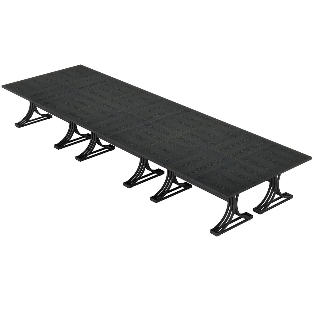 10.5FT Conference Table, Modern Meeting Table for 8-10 People, Rectangle Seminar Boardroom Table for Office Conference Room with Stylish Legs (4, Black)