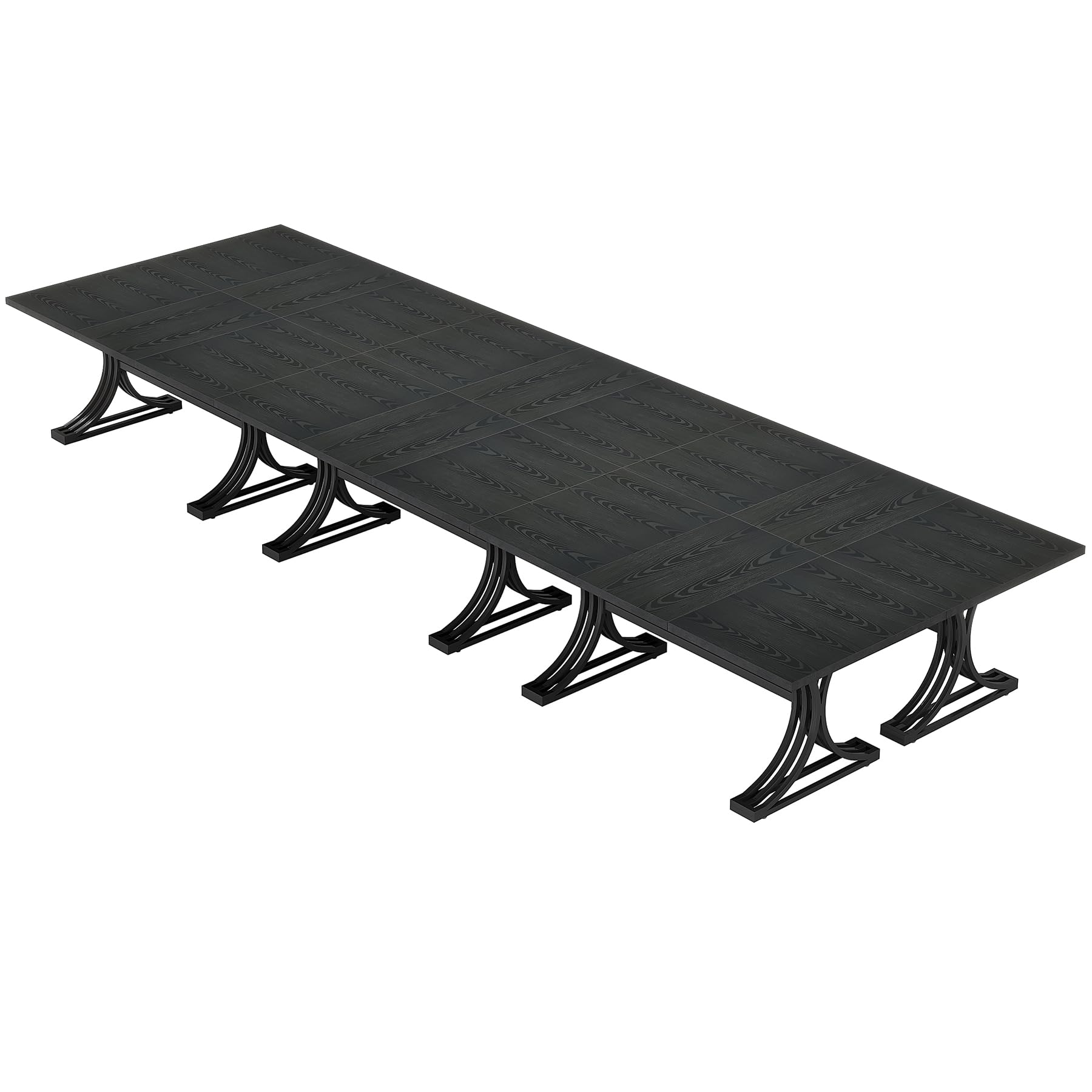 10.5FT Conference Table, Modern Meeting Table for 8-10 People, Rectangle Seminar Boardroom Table for Office Conference Room with Stylish Legs (6, Black)