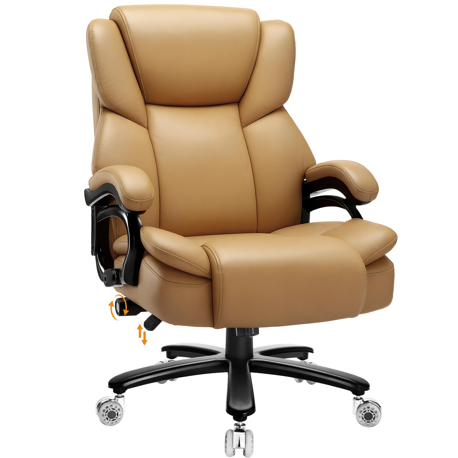 Indulgear 500lbs Big and Tall Office Chair for Heavy People,Heavy Duty Comfy Office Chair,High Back Executive Computer Chair with Lumbar Support, Rubber Wheel