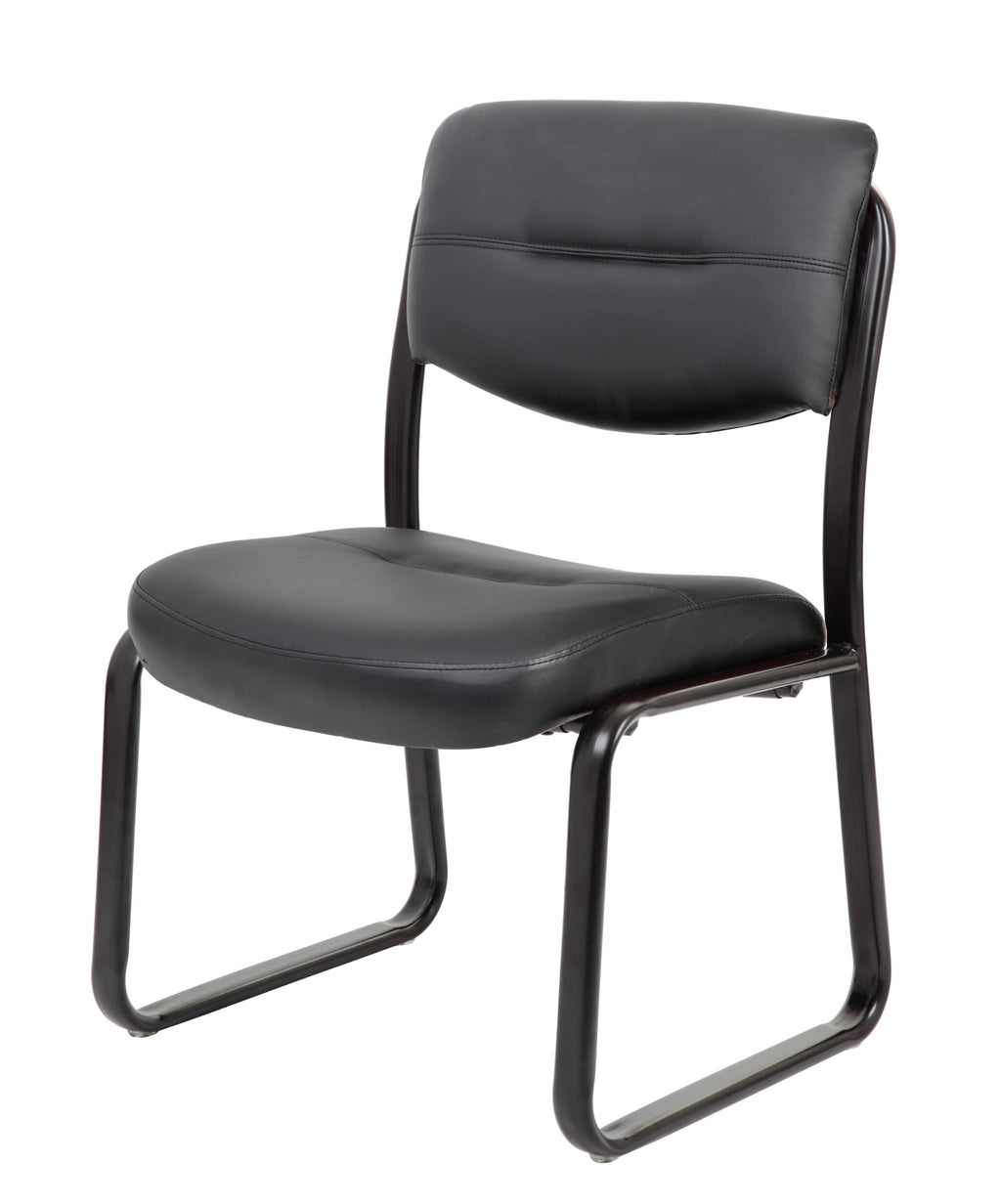 Leather Sled Base Side Chair in Black, 250
