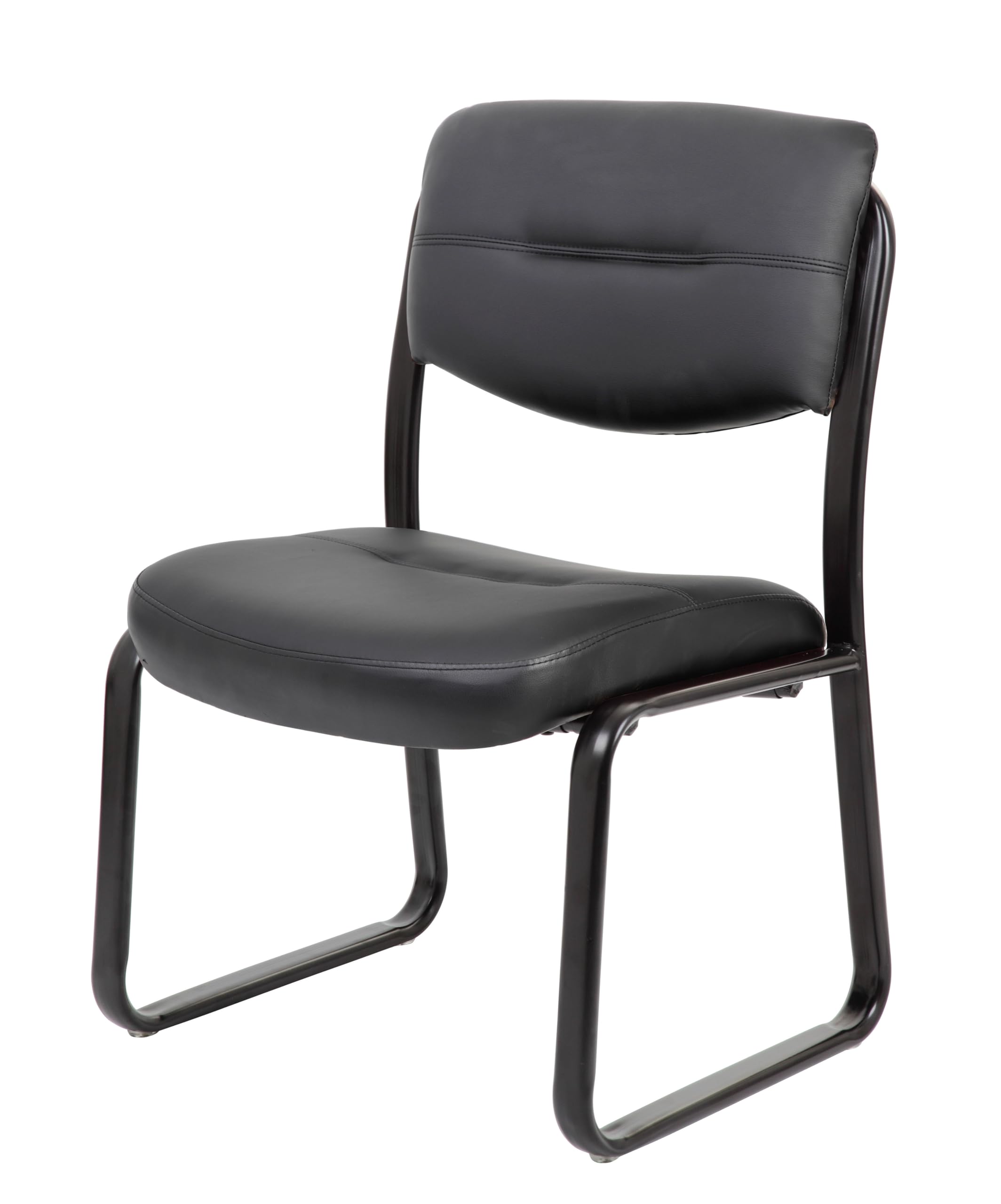 Leather Sled Base Side Chair in Black, 250
