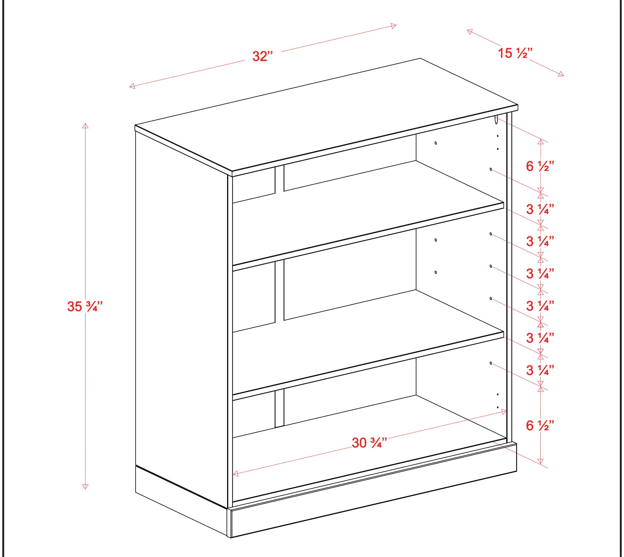 Solid Wood Bookcase - 3 Tier Floor Standing Bookshelf - 36" Short Storage Shelf, 32” Wide - Beige, Display Furniture for Living Space, Renewable 100% Eco-Friendly Wood, Made in Brazil