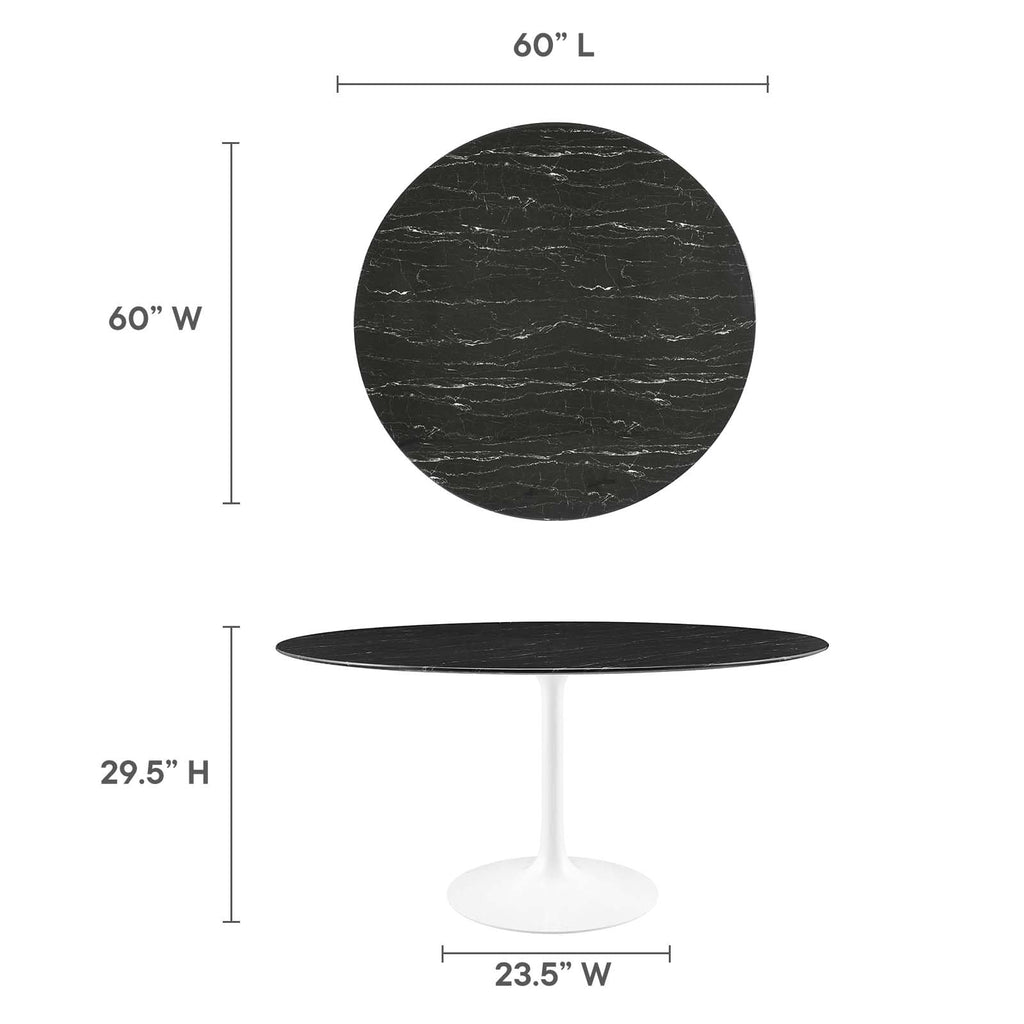 Modway Lippa Dining Table, 60", White Black