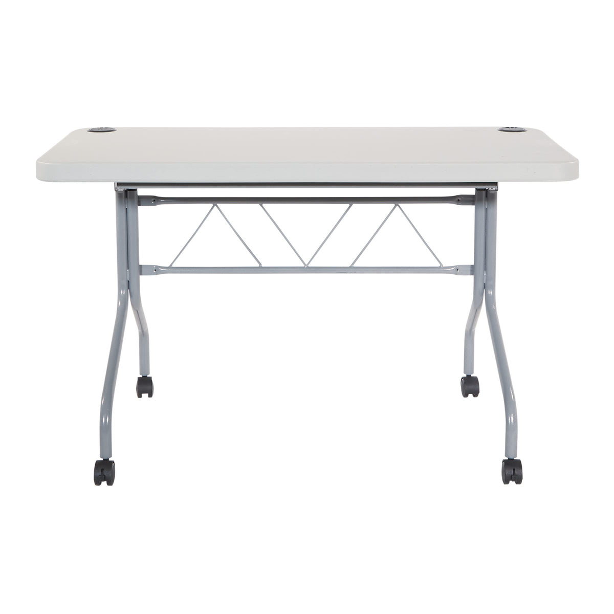 Resin Multipurpose Flip Training Table with Locking Casters for Home or Office, 4 Feet Light Gray