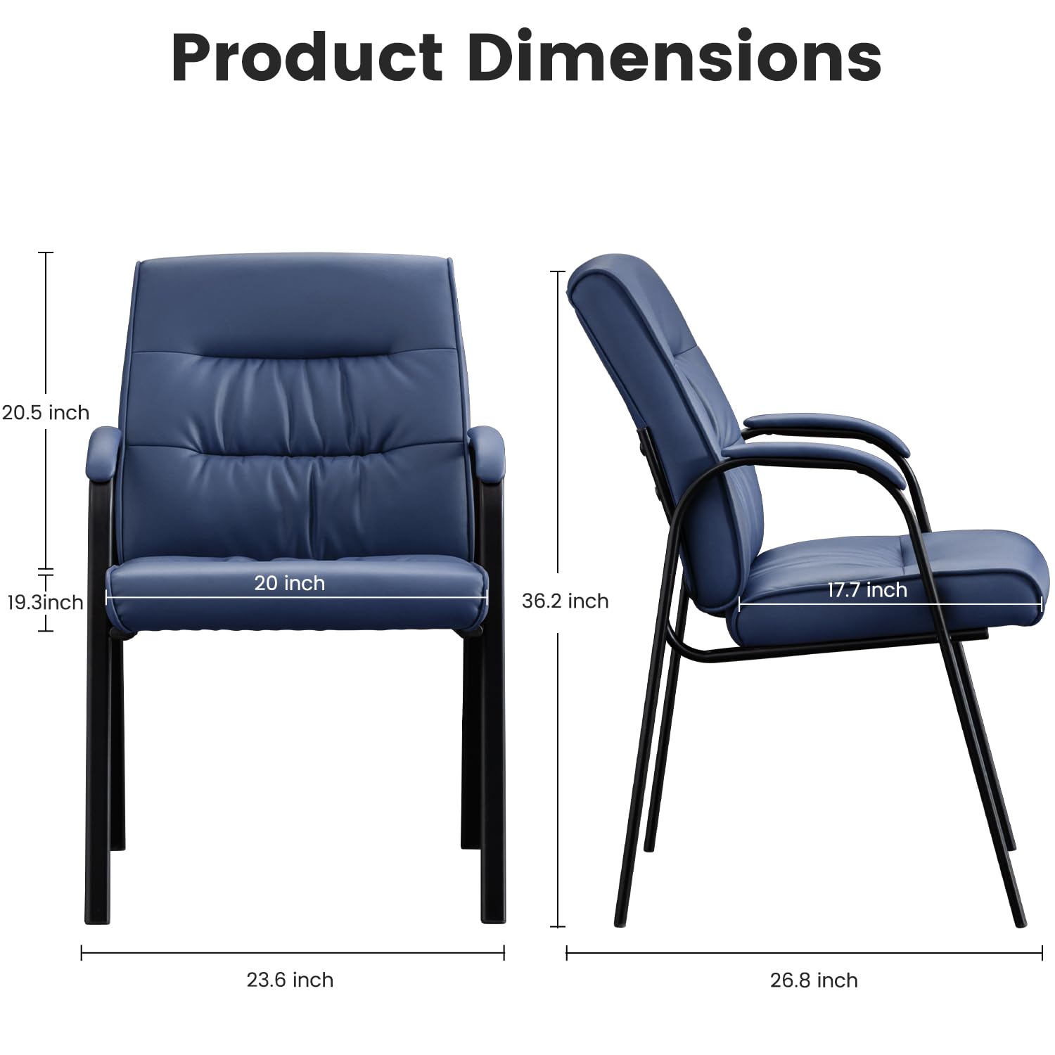 Office Guest Reception Chair Set of 8, Conference Room Chairs Waiting Room Chairs 8 Pack, Modern Leather Office Desk Chair No Wheels.
