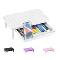 Computer Monitor Stand with Storage, Desk Monitor Riser 3 Height Adjustable, Laptop Riser with Airflow Vents, Desk Organizer for Computer, Laptop, Printer (PTT002-W), 1 Pack, White