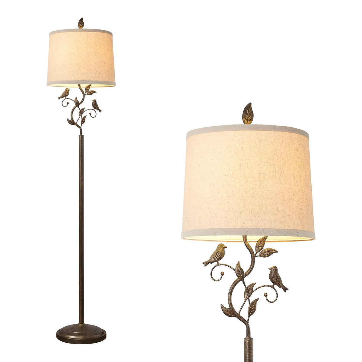 63" Farmhouse Iron Leaf Floor Lamp for Living Room