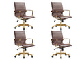 Modern Ergonomic Executive Office Chair, High-Back Leather Conference Desk Chair with Adjustable Height, Tilt Control, 360° Swivel & Gold Frame for Home Office